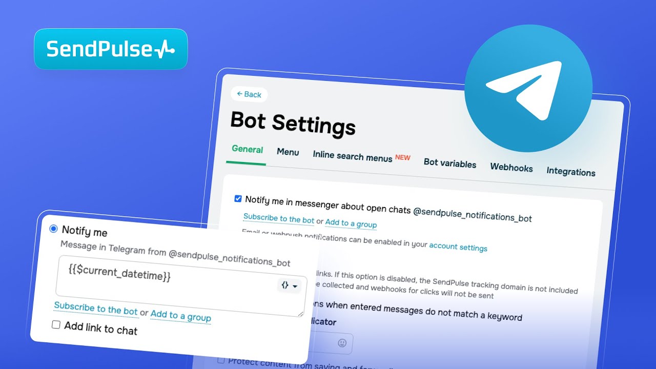 SendPulse Telegram chatbot builder