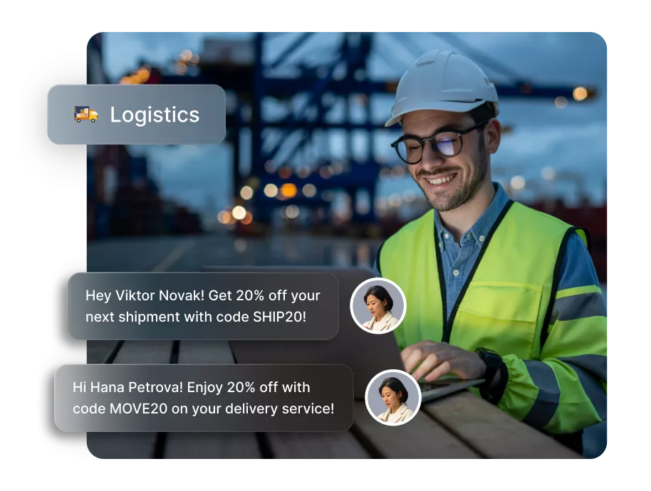 Group text messaging use case for logistics